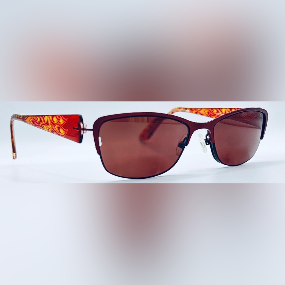 You’s Eyeworks 953 Red Oval Cat-Eye Half-Rim Sunglasses Frames Only